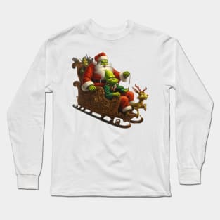 Green Santa and His Mischievous Crew Long Sleeve T-Shirt